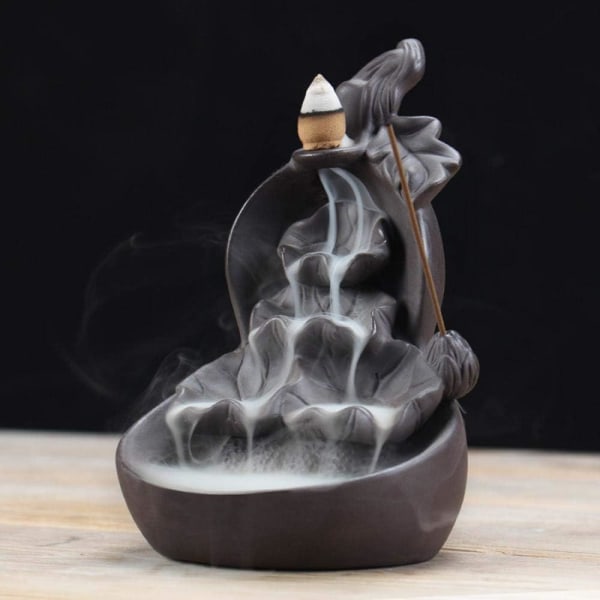 Tilbageflydende røgelsebrænder - Lotus Buddha - Keramik