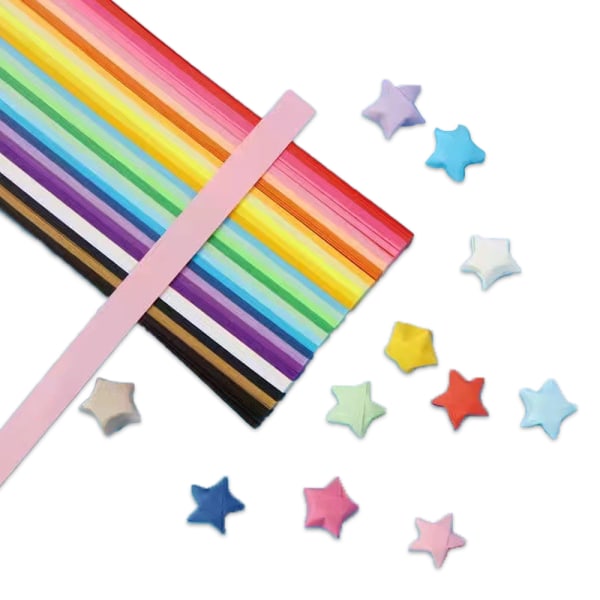 1350 ark Origami Stars-papper, dubbelsidiga färger, dekorationspappersremsor för papperskonsthantverk
