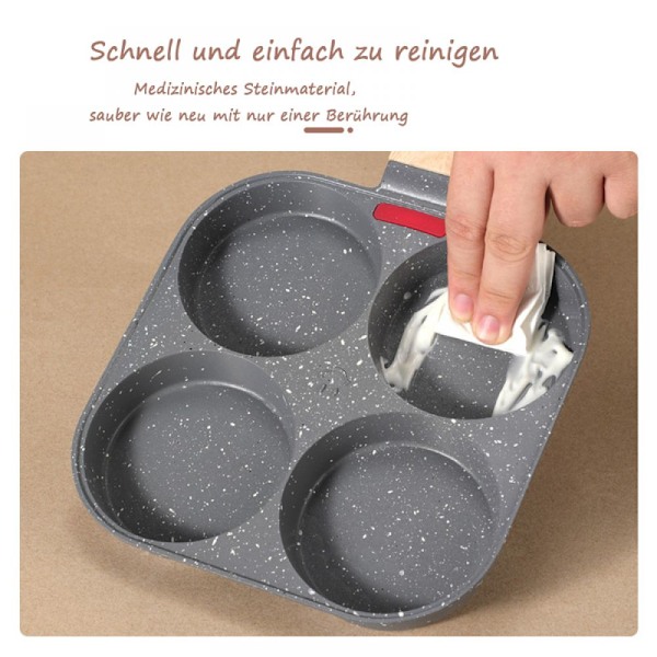 Äggstekpanna, Förtjockad Pannkropp Säkerställer Hållbarhet & Långvarig Prestanda, Design med Fyra Hål För Samtidig Matlagning, Nonstick-beläggning