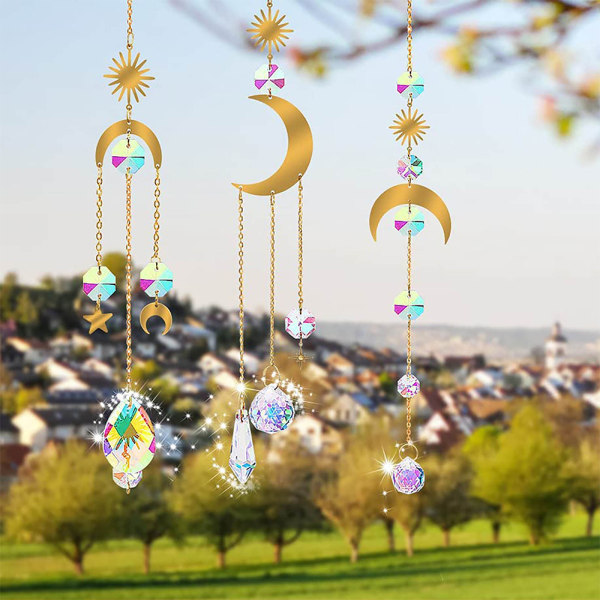 2 stk solfanger hengende krystallkule perler dekorasjon for