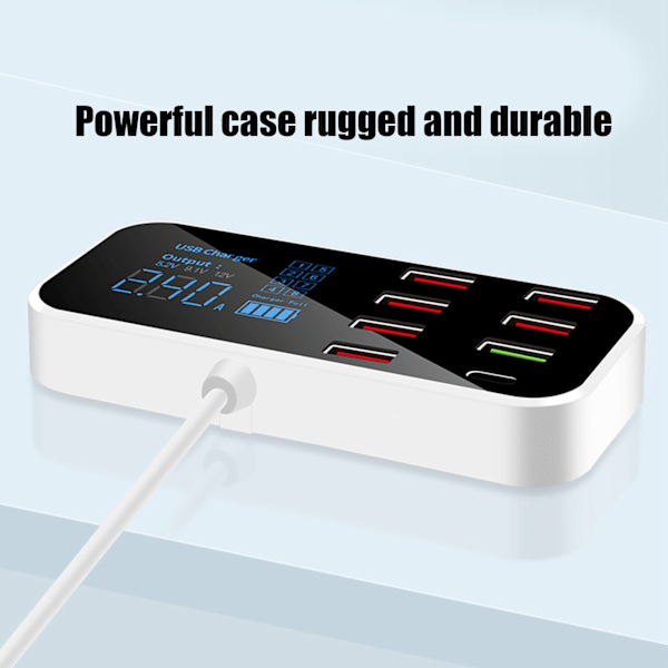 A9S+ 8 Portin Auton Latauslaite 40W Nopea Lataus QC 3.0 USB C Useita USB Latausasemia LCD-näytöllä Autolle Useille Laitteille