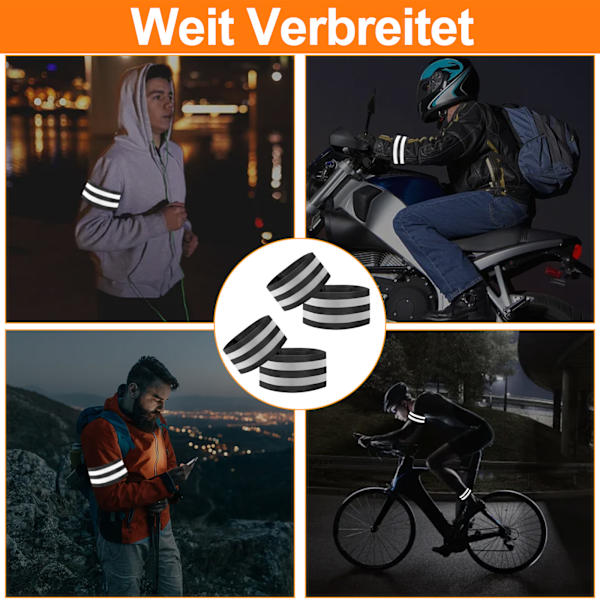 4 kpl mustaa heijastavaa turvaranneketta - 5*35cm