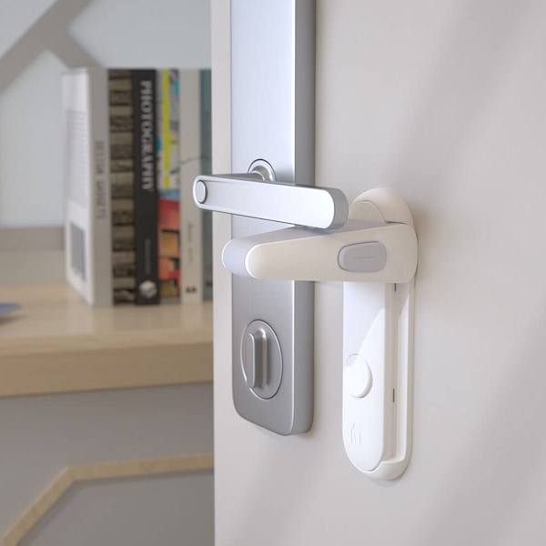 Set med 2 dörrlås för barn, vita, enkla att installera, 3M VHB-tejp