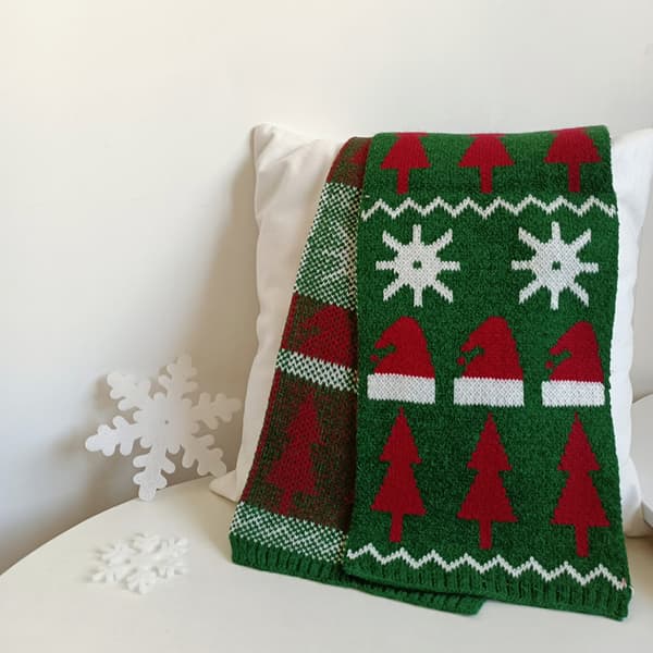 Juleskjerf Vintermote jacquard strikket skjerf style2