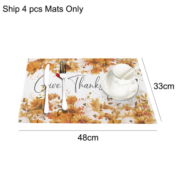 Thanksgiving Placemats, Holiday Decorative Dining Tablemats