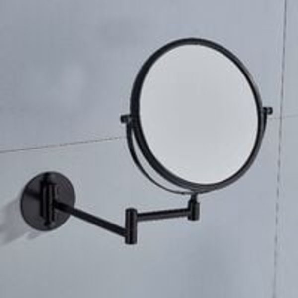 Väggmonterad smink spegel x3, svart smink spegel badrum spegel 20 cm dubbel vägg spegel, 360° svängbar och utdragbar