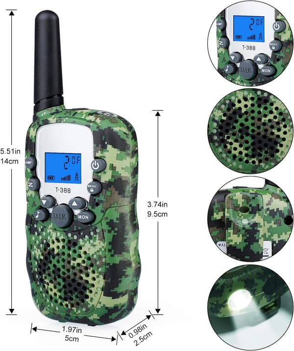 Gul Kamouflage Walkie Talkie 3km Lång Räckvidd, Utomhus Camping G
