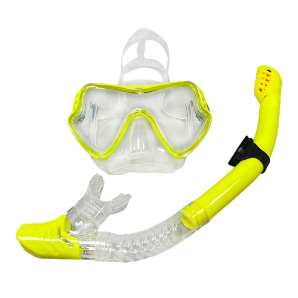 Gult Transparent Snorkling Sæt, Snorkling Tørt Top Snorkel og Hærdet Glas Svømning Dykning Snorkling Maske, 180°HD Visning, Ingen Lækage