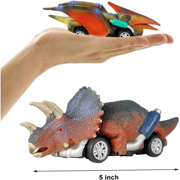 Dinosaur Toy Pull Back Cars, 6-pack Dino Toys för 3-åring