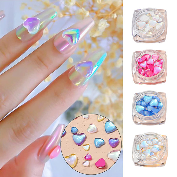 Söta nagelberlocker, hjärtformade kristallstrass av nail art Style 6