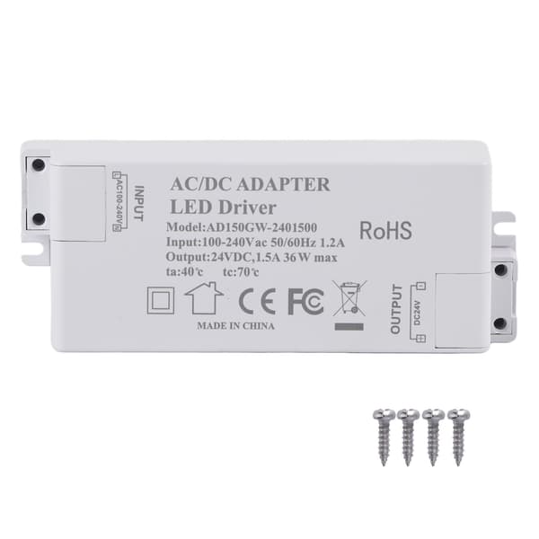 LED-drivare DC 24V 1.5A 36W Säker Isolerad Liten Strömförsörjning Transformatoradapter