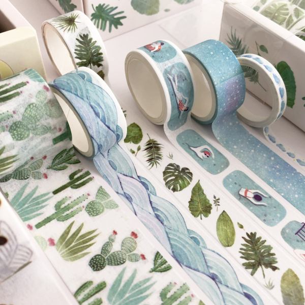 Grøn plante Washi Tape Sæt, Perfekt til Bullet Journal Tilbehør
