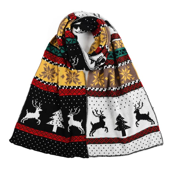 Vinter Jul älg scarf Varm snö geometrisk sjal stickad lång tjock scarf