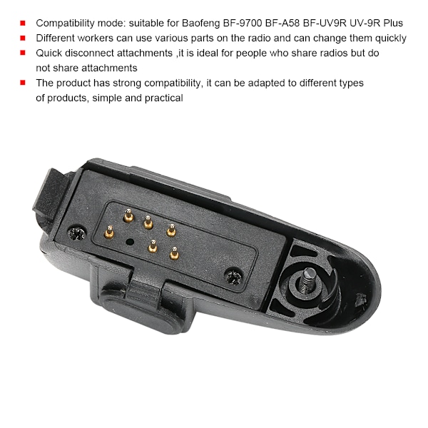 A58 UV9R -muunnin Walkie Talkie -kuulokemikrofoni Adapteri M-liitäntään, korkea yhteensopivuus