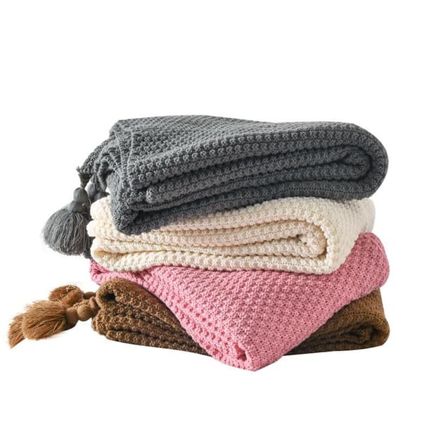 Myk Strikket Ullpledd Dusk Boho-pledd Koseteppe Sofateppe Kastepledd for Sofa Seng Stol Mørk Rosa 130 x 200 cm 110*240cm
