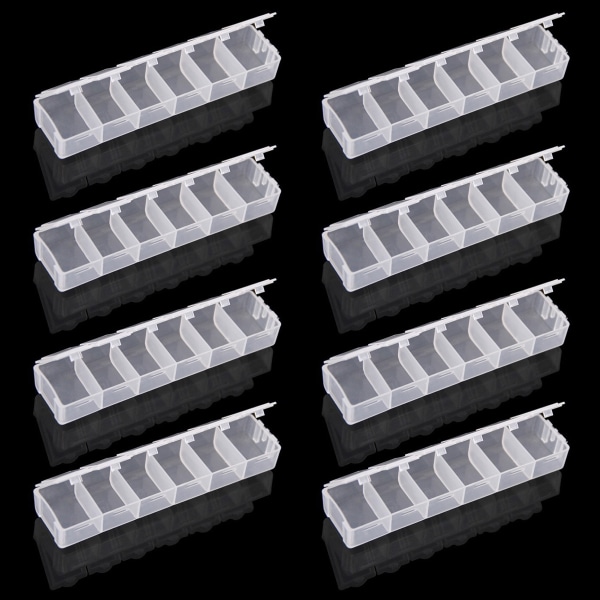 8-pack 6 rutnät Smyckeavdelare Box Organizer Klar plastpärlfodral Case för pärlor, smycken, nail art, små föremål Hantverksfynd