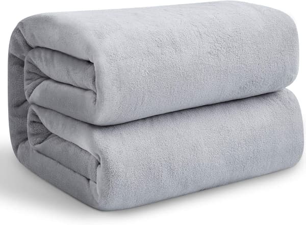 Koseteppe grå 150 x 200 cm teppe fleeceteppe ekstra mykt og varmt sofateppe/divanteppe fluffy teppe mikrofiber sengeteppe sengeoverkast