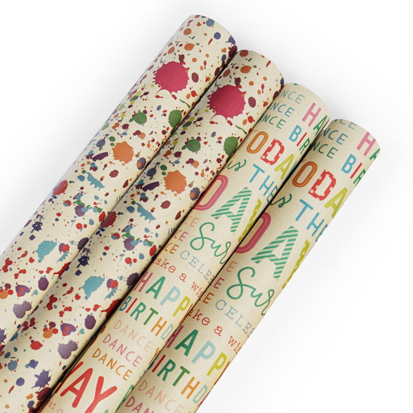 Ko-hud födelsedagspresent Inslagning Retro presentförpackning Inslagning papper
