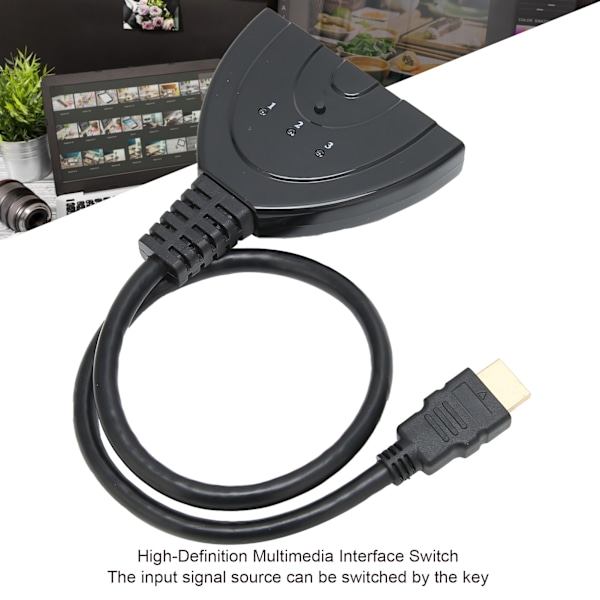 3-portars High-Definition Multimedia Interface-switch 3 i 1 ut 1080P Hub-switcher Plug and Play Splitter-adapterkabel