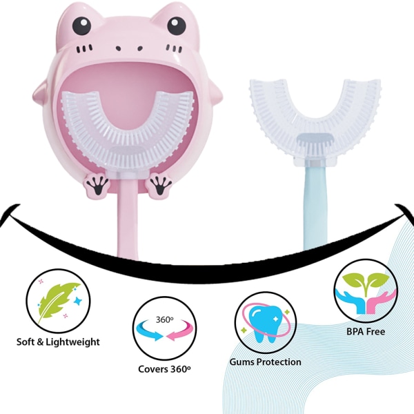 U-formad tandborste för barn Sensory Brush - Silikonborsthuvud Rengöring av hela munnen