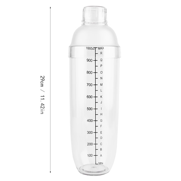 Cocktailshaker för professionellt bruk, plastdrinkmixer med fin stansningsteknik och läckagesäker design, tydlig skala för mätning,