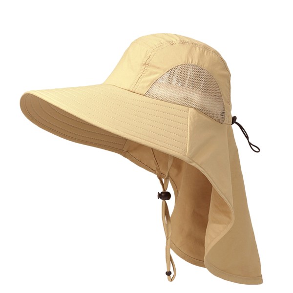 Solhatt for menn med UPF 50+ solbeskyttelse, bred brem, fiskehatt