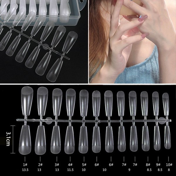 Fake Nail Tips, Long Faux Nails, Clear ABS No Crease Fake Nail