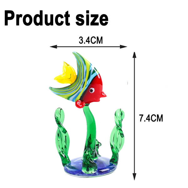 Small Glass Miniature Figurines Hand Blown Glass Fish Tank Water Grass Fish Art Ornaments Home Table Decoration Gift