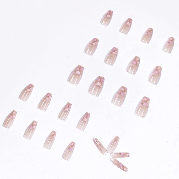 MISUD kista tryck på naglar Medium falska naglar 24 st glansiga lösnaglar cover UV konstgjorda gelnaglar för kvinnor och flickor