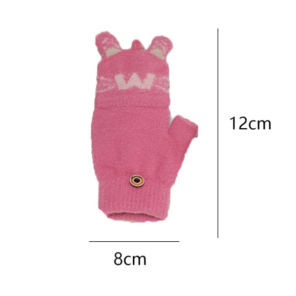 Barns fingerlösa stickade konvertibla vantar halvfingervantar