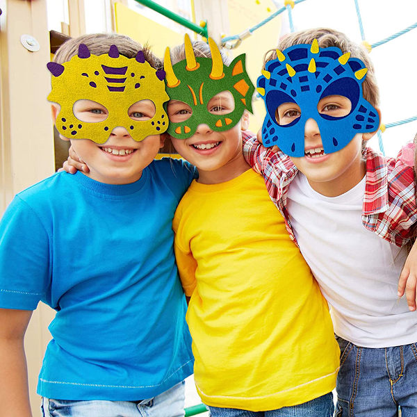 Dinosaurmasker, 12 stk. Dinosaurmasker, Kostumefest til Børn