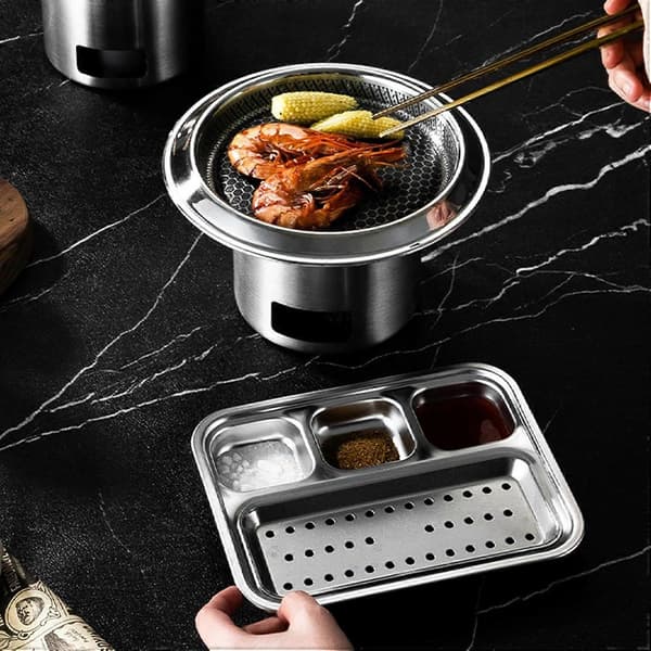 Multifunktionell utomhusgrill och bryggspis, 304 rostfritt stål, bärbart campingkök