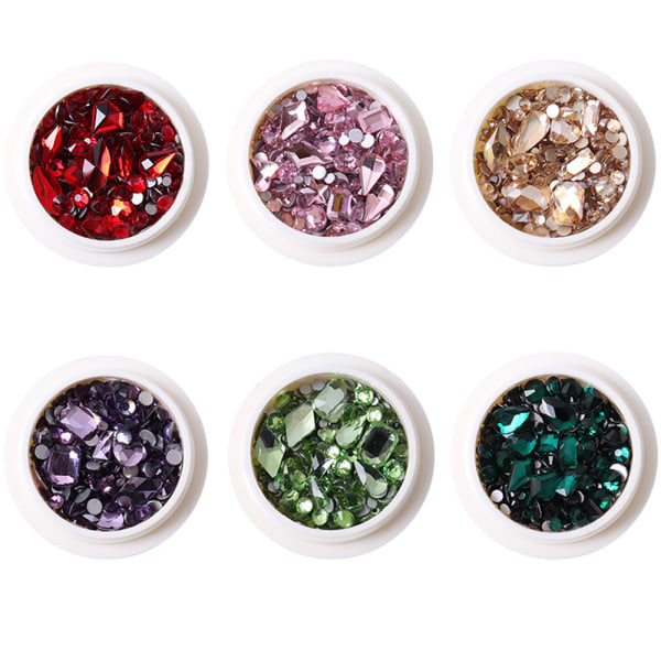 Blandade färger Nail Art Rhinestone，Crystal Rhinestones för Nail Design Crystals Gems style 2