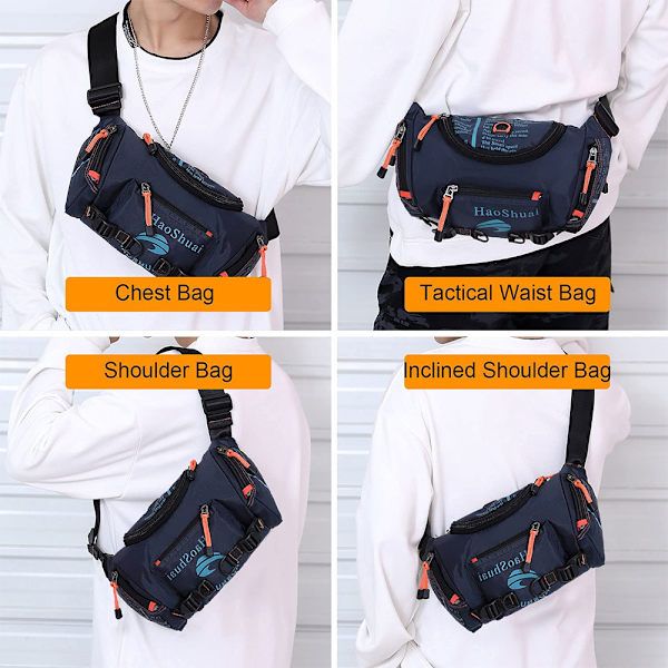 Vattentät midjeväska Crossbody utomhus midjeväska med justerbar