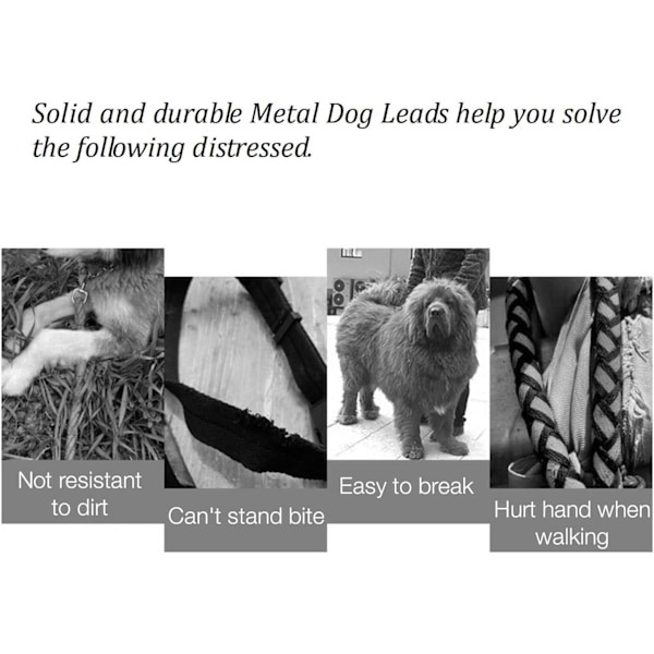 Solid Metall Hundefører 120cm med Polstret Håndtak Klassisk Leie Hundefører med Komfortabel Nylon Håndtak for Vandring Gåtur med Hunden