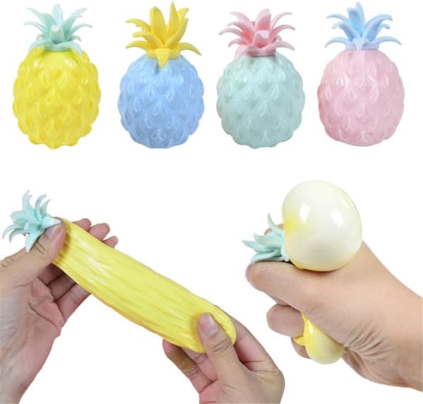 4 Leksaker, Dekompressionsfrukt Pressleksak Stress Ananas S