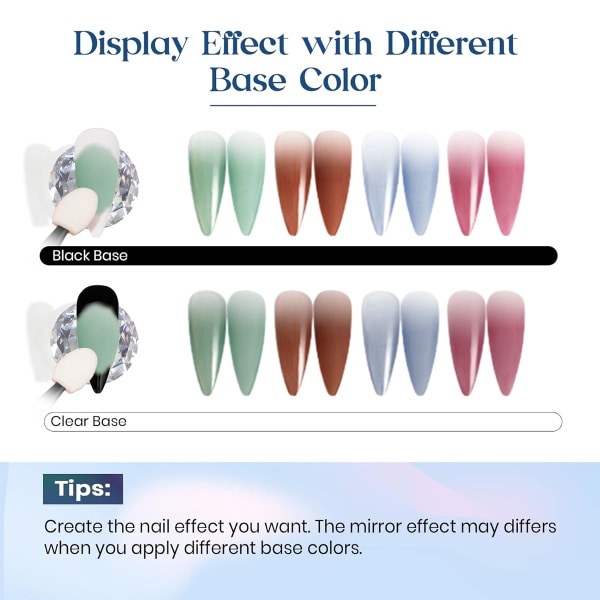 Nagelpulverset, 16 färger pigment solid iriserande neon
