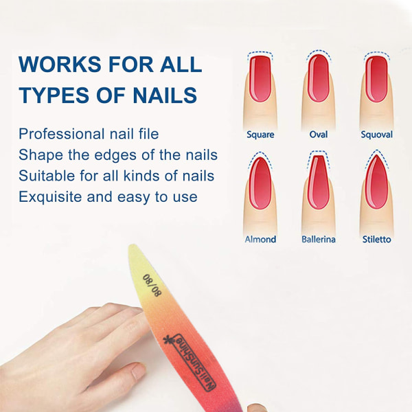 Neon nagelfiler, buffertblock nagelfilar för naturliga naglar Akrylnaglar, manikyrverktyg diverse 5 counts