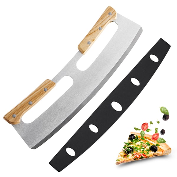 Pizza Leikkuri, Kallistuva Malli, Puinen Kahva, Pizza Viipalointityökalu, Suojapeitteellä, Keittiötyökaluille