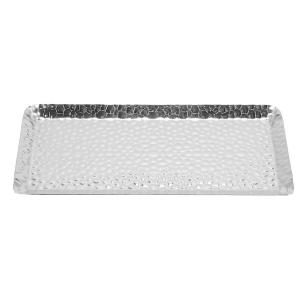 25x11cm Håndhamrede Bakker i Rustfrit Stål, Multifunktionelle, Opvaskemaskinevenlige, Dessertbakke, Tallerken til Hjemmet, Restaurant, Sølv
