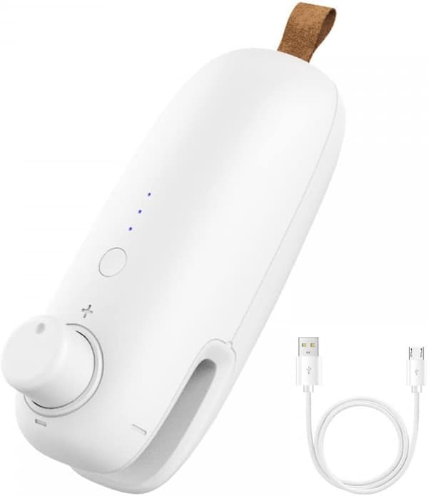 1st Vit Mini Förseglare, USB Uppladdningsbar Termisk Vakuumförseglare 2 i 1