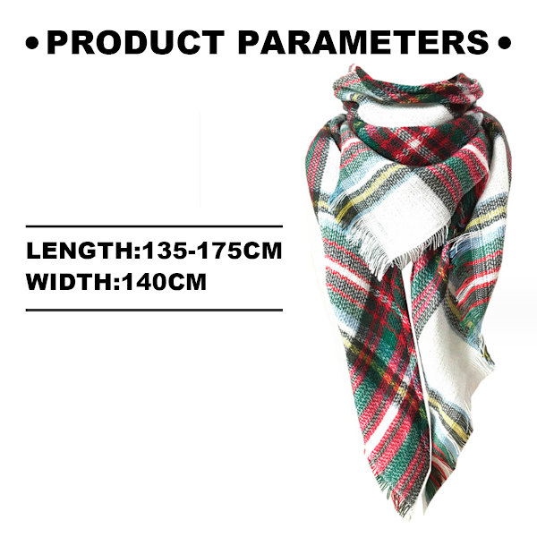 Dame Fall Winter Plaid Trekant Sjal Sjal Klassisk Kvast