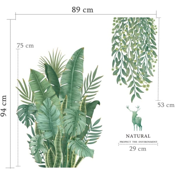 DIY Gro? Wandklistremer, Grønne Planteblader Skjoldk