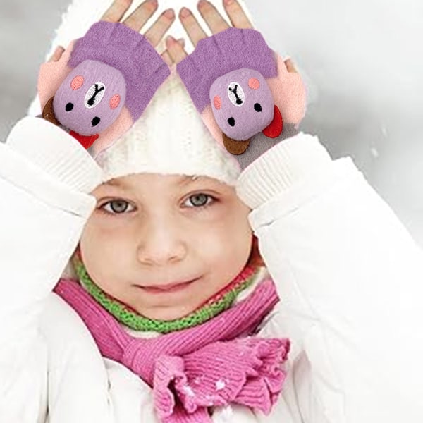 Varme fem-fingers plysjvotter for jenter og gutter i ull til barn og baby