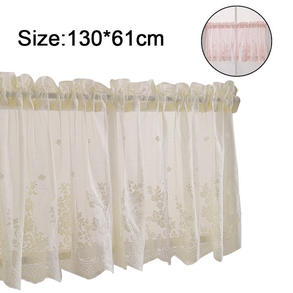1 stk Blomsterblonder Gardin Valance Broderi Halvtransparent Kort Wi