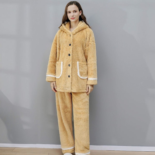 Pyjamas Dam Solid Färg Tröja Kort Passform Huvtröja Damklänningar Thanksgiving Långärmad Reflekterande Söt Varm Polyester Park