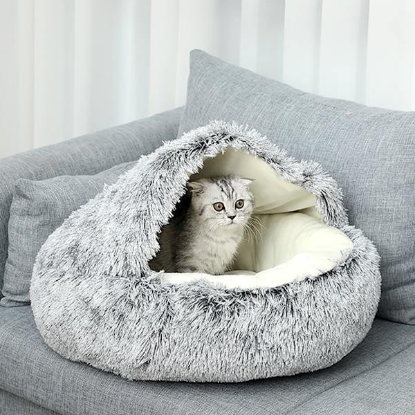 Talvinen lämmin puoliksi suljettu lemmikkivuode 40cm Gradient Gray lyhyt nukka