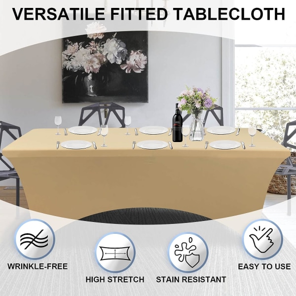 Beige stretchdukar för 4 fot rektangulära bord