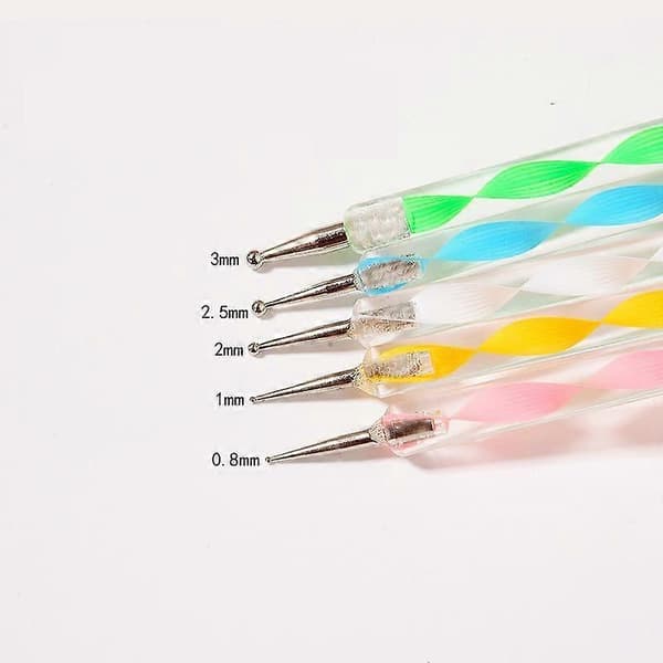 5 stk. dotting tool-penner for neglemanikyr nail art