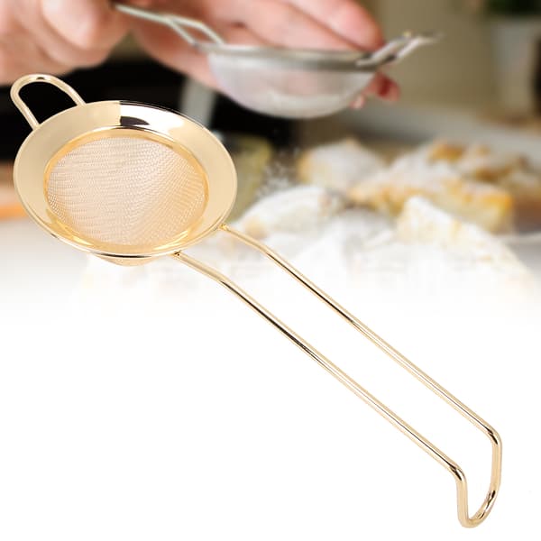 Profesjonelt Bartender-valg: Finmasket Cocktail Sil, Gull Rustfritt Stål Sikrer Kvalitetskonstruksjon, Ergonomisk Design For Enkel Håndtering